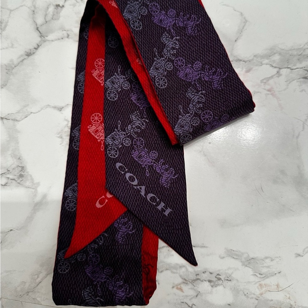 RARE!! Coach Red and Purple Carriage Scarf Bag/Ponytail - Picture 2 of 2